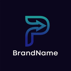 Obraz premium Letter P Arrow Modern Logo Design