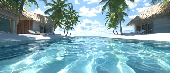 Captivating view of a tropical beach resort with turquoise water