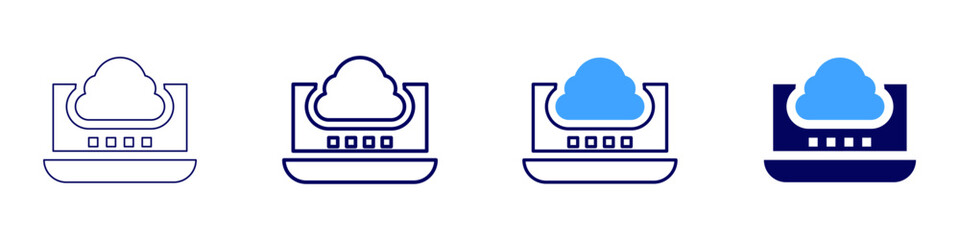 Cloud computing optimization icon in 4 different styles. Thin Line, Line, Bold Line, Duotone. Duotone style. Editable stroke