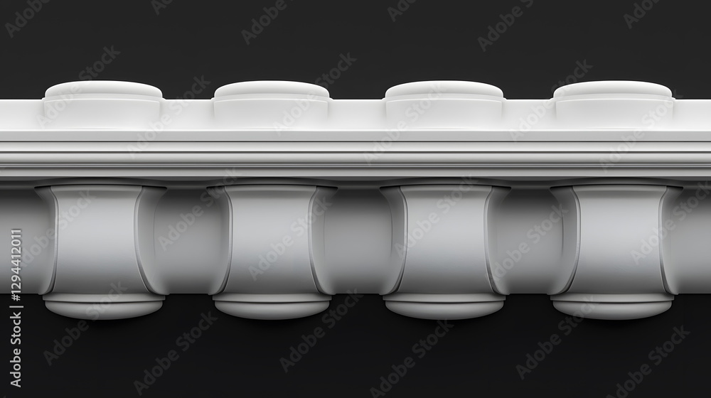 Poster architectural molding on dark background showcasing intricate design and smooth curves in detail and