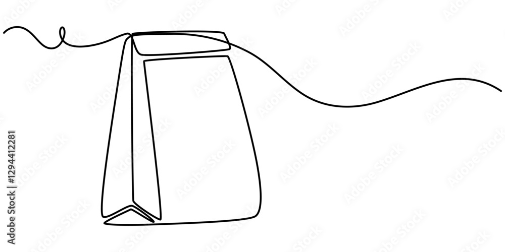 Poster shopping bag continuous line drawing. editable stroke and copy space, continuous single line drawing