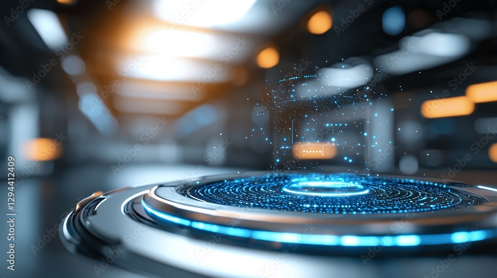 Poster futuristic logistics compliance office with ai-powered automation and digital workflow solutions for