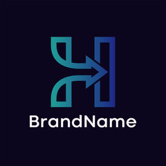 Letter H Arrow Modern Logo Design
