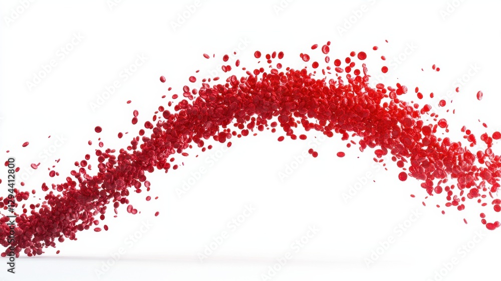 Poster red liquid splash with droplets on white background for design use