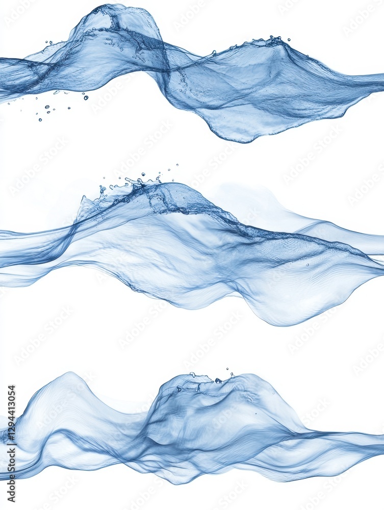 Aufkleber ethereal water waves flowing in a serene dance against a clean white background creating a calming a