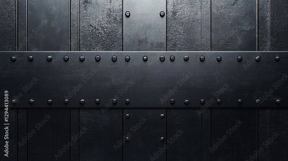Poster dark metallic texture with rivets on a sturdy background