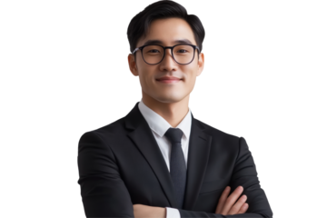 Professional businessman portrait transparent background png white corporate setting confident viewpoint