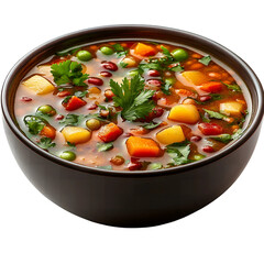 Hearty Vegetable Soup with Lentils Beans and Potatoes in Bowl