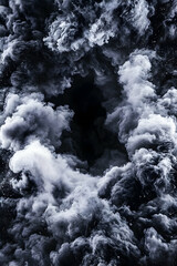 Dark smoke vortex swirling, abstract background
