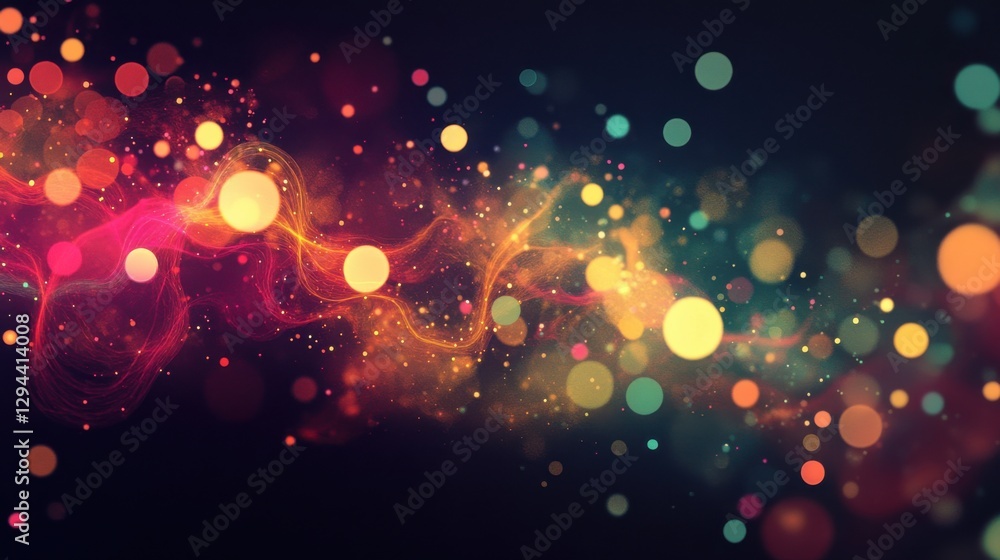 Poster colorful abstract light bokeh background with sparkles and glow effects