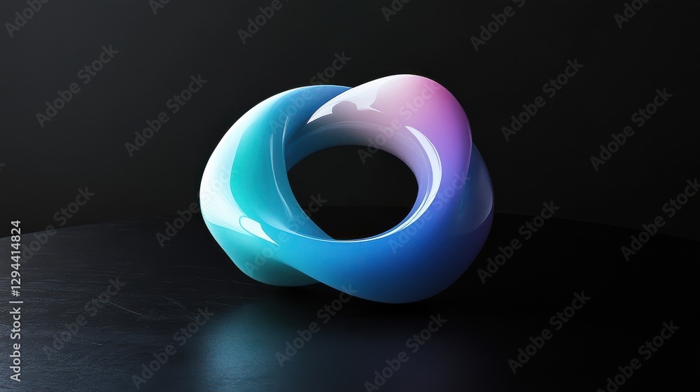 Poster abstract colorful sculpture with smooth gradient on black background highlighting modern design conc