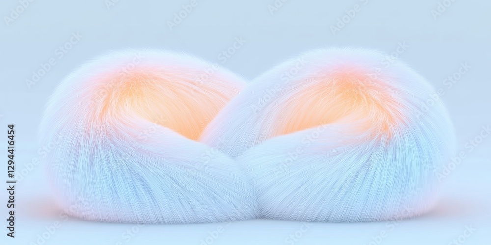 Poster abstract representation of soft and fluffy furry objects with pastel rainbow colors