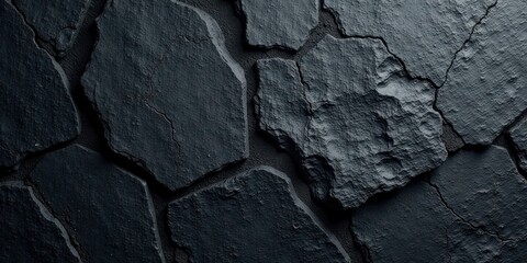 Fototapeta premium Dark Grey Irregular Stone Wall Texture A Seamless Background Image for Design Projects