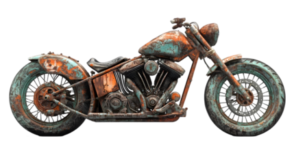Realistic Photo  Rusty Vintage Motorcycle Isolated on Black Background