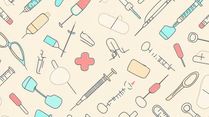 Obraz premium Medical Equipment and Tools Pattern for Healthcare Background Design