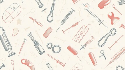Obraz premium Medical and Artistic Tools Background with Various Instruments and Colors