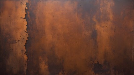 This image shows a weathered, copper-colored metal surface with a rich, reddish-brown hue. The texture is rough and aged, featuring cracks, peeling patches, and a slightly mottled appearance.