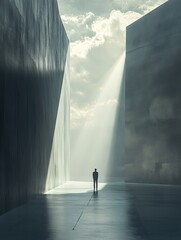 Person in room with sky