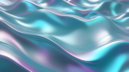 Fototapeta premium Abstract representation of a flowing, undulating surface with a glossy, almost liquid-like texture. It's a digital creation that emphasizes light, color, and form.