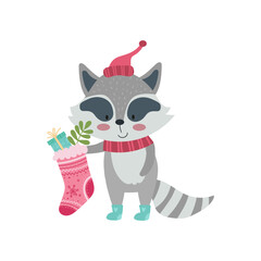 Raccoon With Stocking