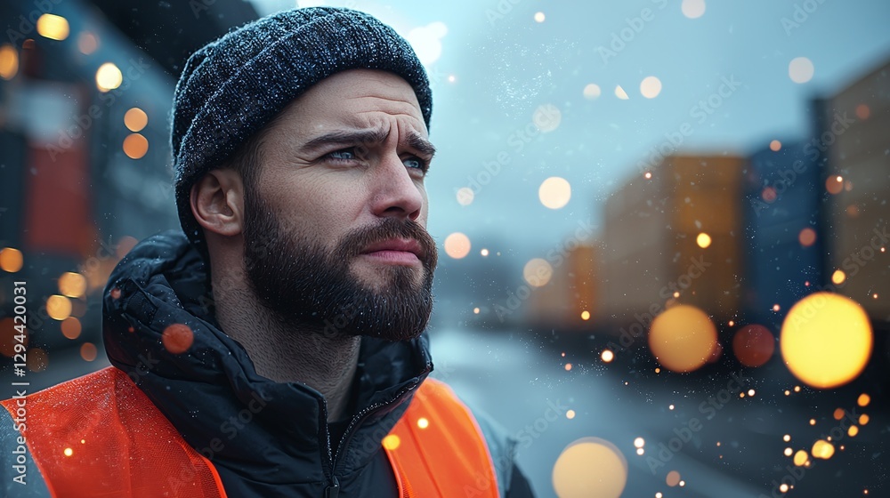 Aufkleber logistics security officer monitoring real-time analytics and surveillance systems to optimize safet