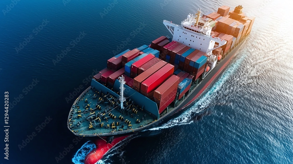 Poster maritime law expert analyzing blockchain-powered shipping data and processes for improved trade, fin