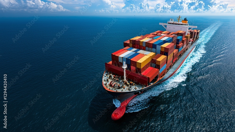 Poster maritime law expert analyzing blockchain-powered shipping data and logistics for improved efficiency