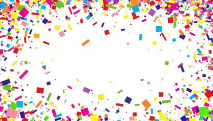 Obraz premium Blur colorful confetti explosion in bright background, celebration vibes with copy space