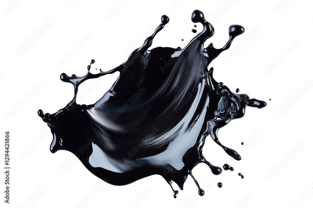 Poster dynamic black paint splash on transparent background png format for creative projects white canvas e