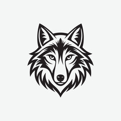 Download a high-quality wolf face vector silhouette with clean, sharp lines in black and white. Perfect for logos, tattoos, decals, and digital designs.