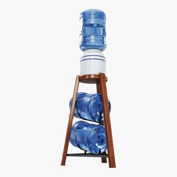 Illustration 3D Water Dispenser And Storage Rack Container Design