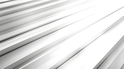 Fototapeta premium Shiny metallic lines arranged in perspective on a bright white background creating a modern abstract aesthetic