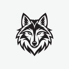 Download a high-quality wolf face vector silhouette with clean, sharp lines in black and white. Perfect for logos, tattoos, decals, and digital designs.