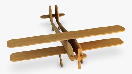 Illustration 3D Wooden Toy Plane Retro Vintage Aviation Design