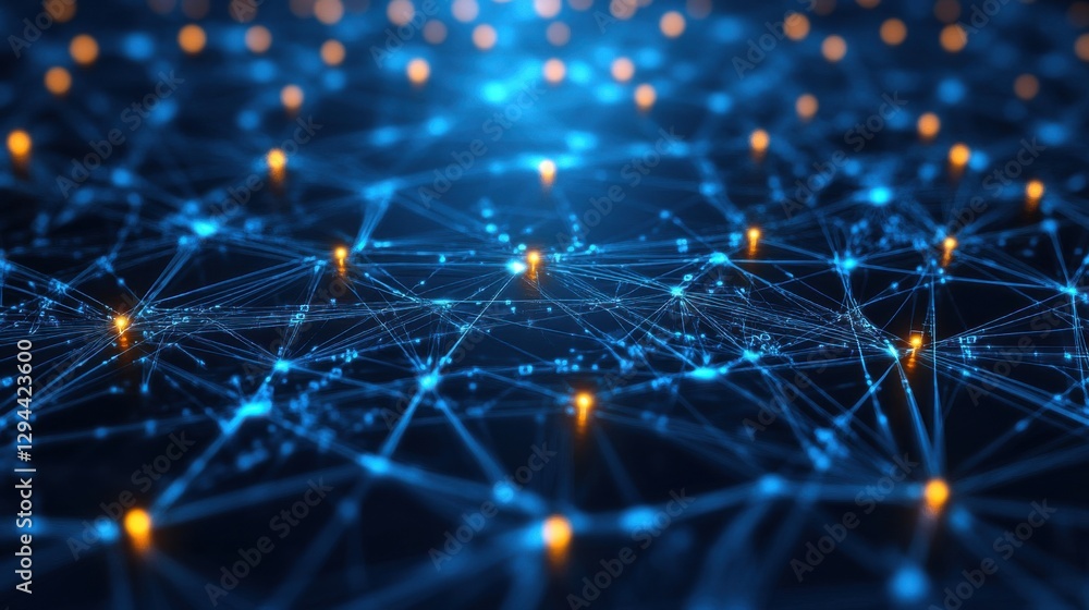 Poster abstract network connection with glowing points and lines