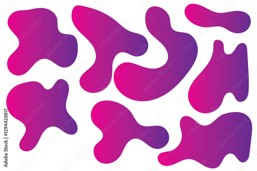 Aufkleber organic colorful blob shape isolated on transparent background. abstract fluid shapes vector set, si