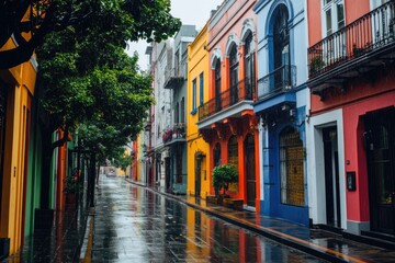 Obraz premium Colorful Buildings On Narrow Street