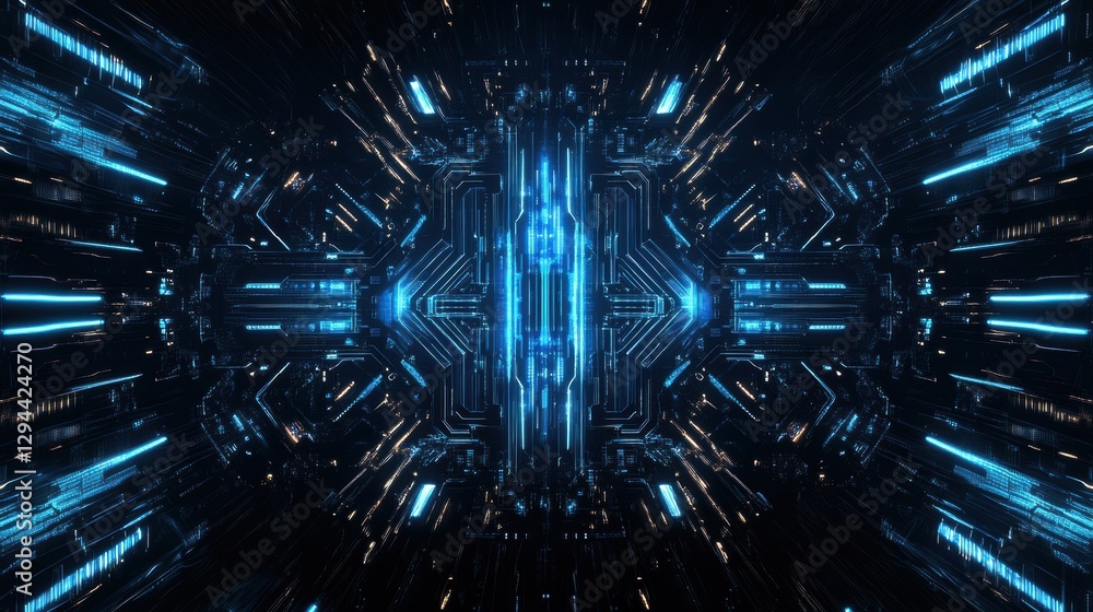 Aufkleber futuristic digital light patterns in abstract space design