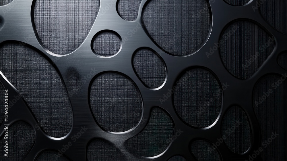 Poster abstract organic texture with smooth black surface and patterns