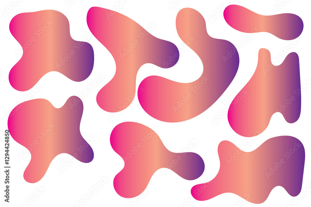 Aufkleber organic colorful blob shape isolated on transparent background. abstract fluid shapes vector set, si