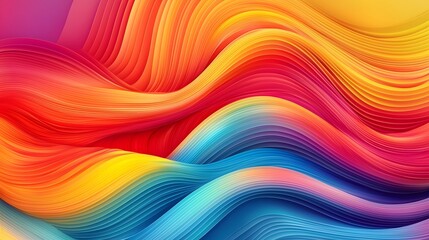 Naklejka premium Vibrant Abstract Rainbow Wave with Flowing Curves Symbolizing LGBTQ Pride Diversity and Inclusivity Dynamic and Energetic Composition Creating a Mesmerizing Captivating Backdrop