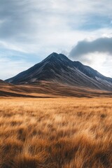 Mountain landscape with grassy field