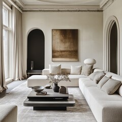 Obraz premium Modern Living Room Interior Showing Couch and Art Painting