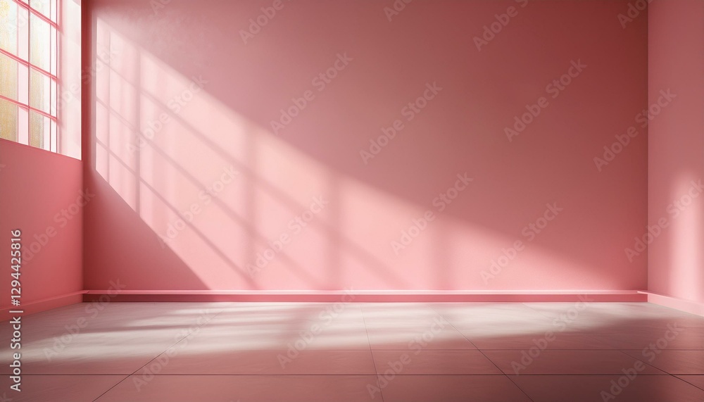 Wall mural abstract pink studio background for product presentation empty room with shadows of window display p