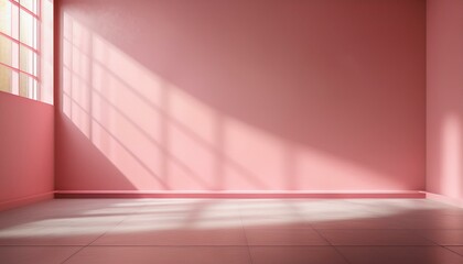 Fototapeta premium abstract pink studio background for product presentation empty room with shadows of window display product with blurred backdrop