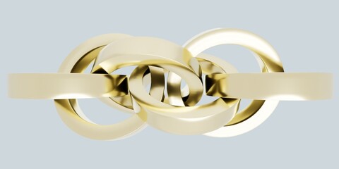 Intricate Interlocking Golden Rings with Metallic Shine