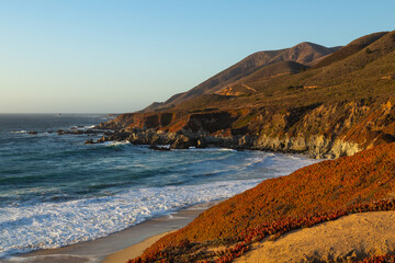 Sunset on the cliffs of the California coast.