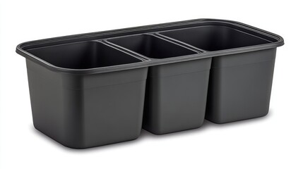 A dual-function trash and recycling bin with separate sections, isolated on a white backdrop