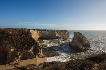 Shark fin cove on the coast of California.