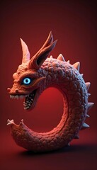 chinese dragon statue on red background